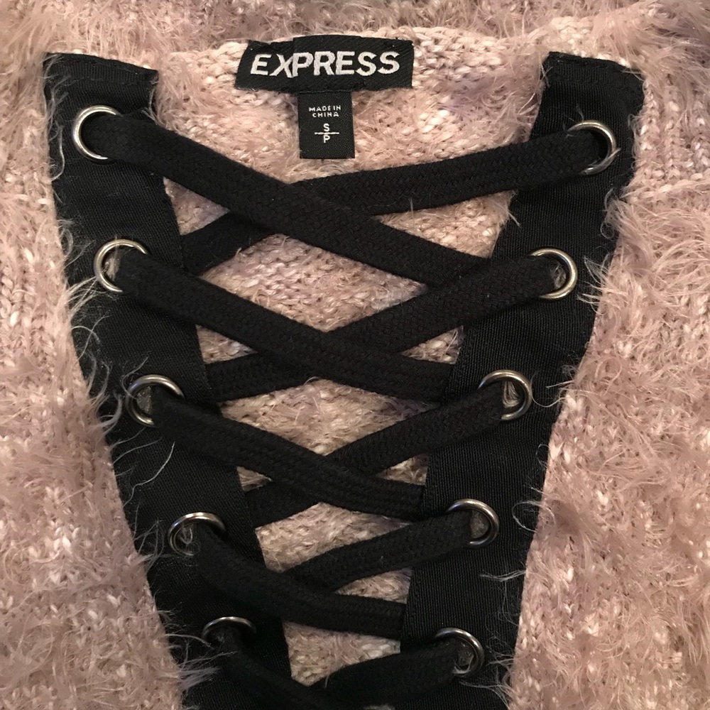 Sweater - Lace Up / Fuzzy - Picture 3 of 3